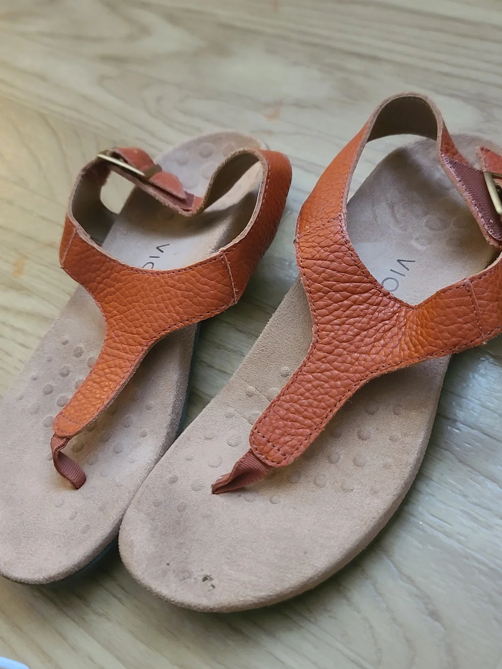 Vionic Women's Leather T-Strap Sandal in Terracotta